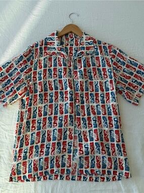Kenzo Red & Blue Mermaid Printed Short-Sleeve Shirt